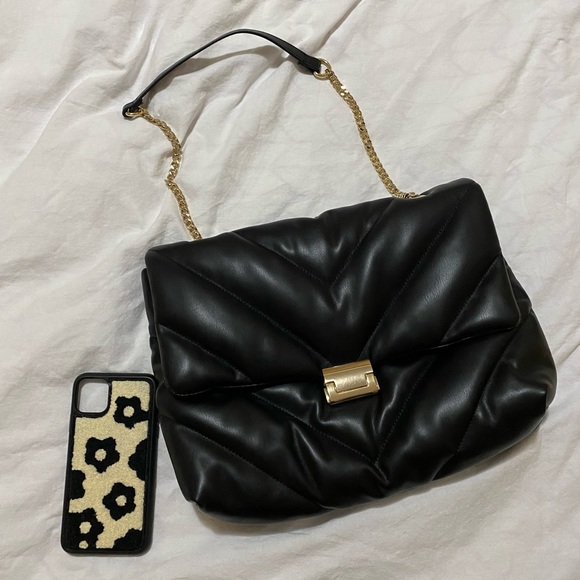 Zara Quilted Shoulder Bag - Black - Picture 1 of 6
